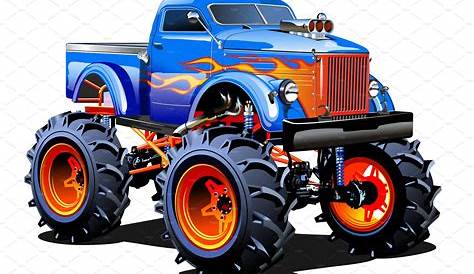Vector Cartoon Monster Truck | Transportation Illustrations ~ Creative
