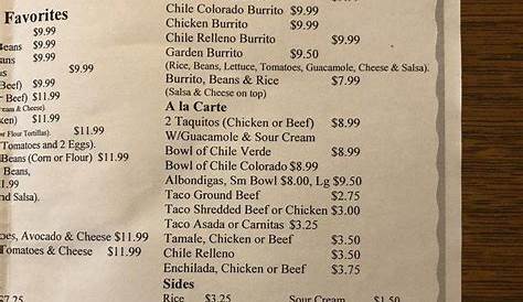 Menu at Casa Del Rio restaurant, Christiansburg