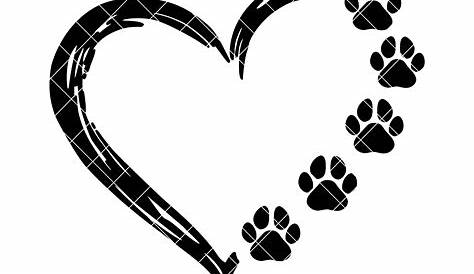 Paws Heart SVG Black Paw Prints Clip Art Cat Paw Valentine | Etsy