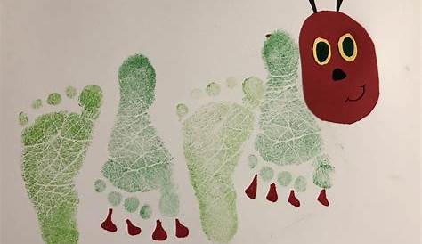 Caterpillar Footprint Craft Very Hungry Made Of And Fingerprint Boarder