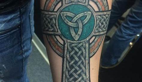Tribal Mens Forearm Celtic Cross Tattoo With Black Ink Arm Tattoos