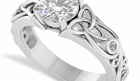 Celtic Engagement Ring 18K White Gold and Diamond engagement