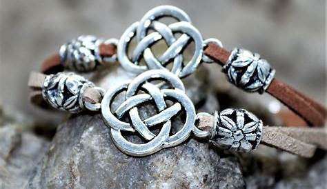 Double Celtic Love Knot Bracelet Mens Brown Leather Bracelet | Etsy