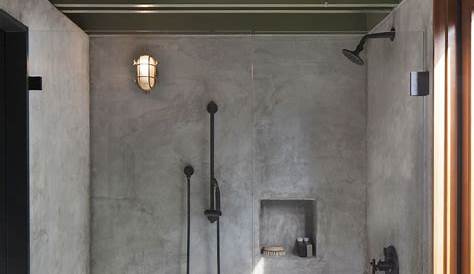 Contemporary Concrete Look Bathroom Concrete look tile, Bathroom