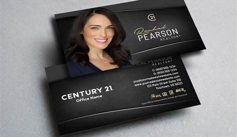 Custom Century 21 Business Card Templates with New C21 Logo 14A Dark