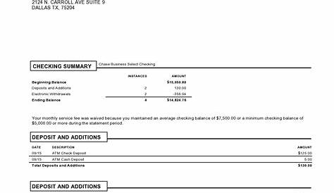 Chase Bank Statement Template Download Free ~ Addictionary