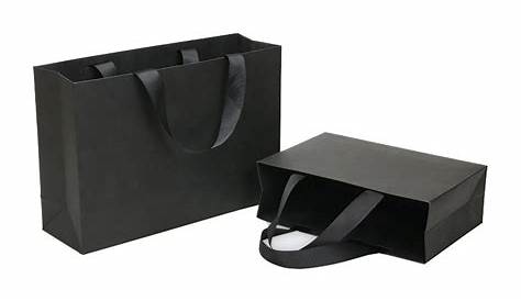 Luxury Glossy Black Gift Bags With Foil Hot Stamping And PP Rope Handle