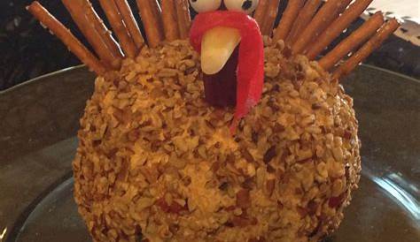 Cheese Ball Decorated Like A Turkey
