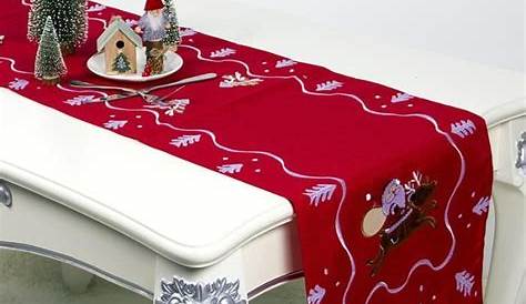 Chemin De Table Rouge Noel Gifi Noël Avec Cerf Enchanté Blanc Et