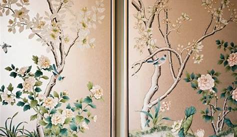 Hand-Painted Chinoiserie Wallpaper Panels at 1stdibs