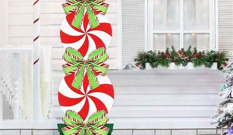 Candy Christmas Decorations Outdoor 44In Peppermint Xmas Yard Stakes