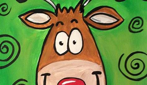 Christmas Canvas Paintings For Kids Reindeer