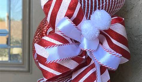 Outdoor Christmas Garland with Lights, Red and White Christmas Door