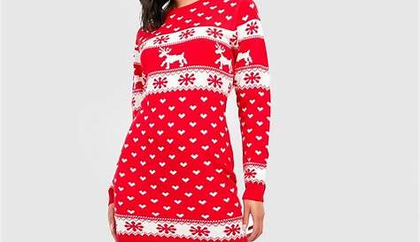 Boohoo Womens Isabelle Reindeer Fairisle Christmas Jumper Dress eBay