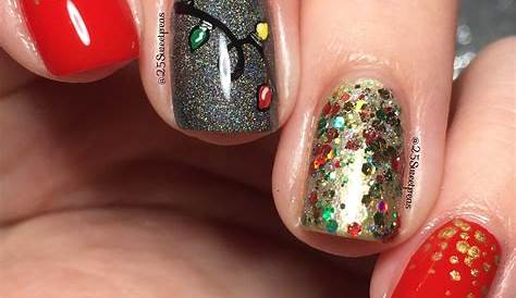 Christmas Light Finger Nails