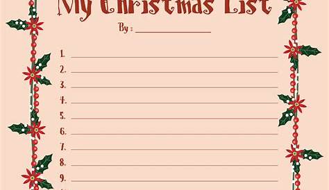 Christmas List Ideas Paper