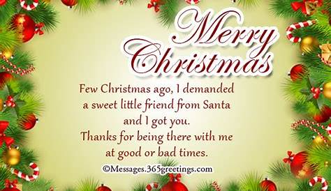 Christmas Message To Friends Card