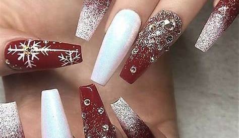 Christmas Nails Coffin Amazing Red Acrylic Shaped Design Consists Of