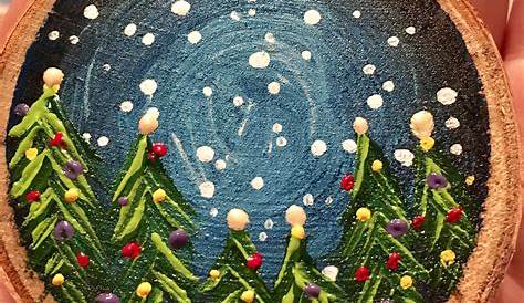 Christmas Painting On Wood Slices