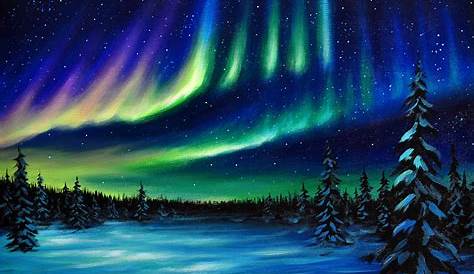 Christmas Paintings Northern Lights