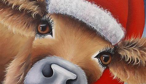 Christmas Paintings On Canvas Cow