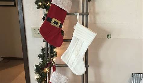 Christmas Stockings On Blanket Ladder