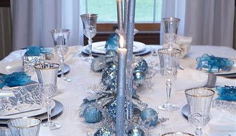 Christmas Table Decorations Blue And Silver