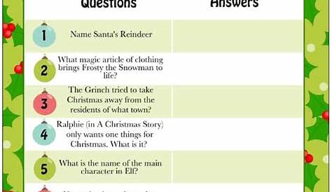 Christmas Table Quizzes