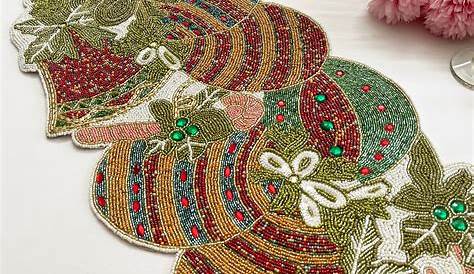 Christmas Table Runner Beaded