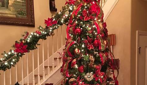 9 ft decorated Christmas tree I made bow topper myself Christmastree 