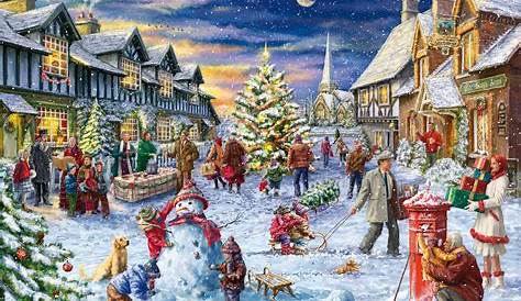 Christmas Village Paintings On Canvas
