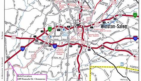 Printable Map of Map of WinstonSalem North Carolina United Etsy