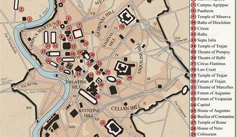 Viaje Italia '11: Mapa de la ciudad de Roma (Elementos geográficos)