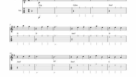 Au Clair De La Lune, free easy guitar tab sheet music solo