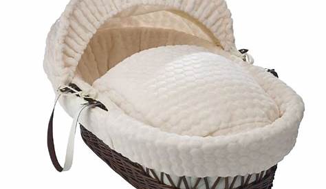 Clair de Lune Marshmallow Grey Wicker Moses Basket - White from www