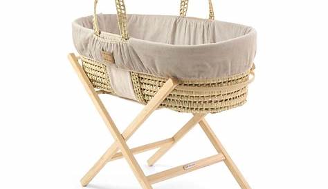 Clair De Lune Grey Wicker Moses Basket With Waffle Dressing. Inc