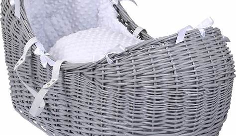 Clair de Lune Grey Noah Pod Moses Basket (Dimple White) | Moses basket