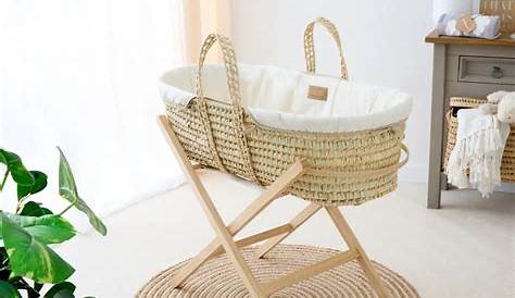Clair De Lune Palm Moses Basket with Rocking Stand - Starburst Blue