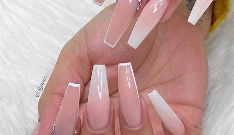 Clear Nails With Pink Outline Coffin Acrylic Ombre Ombre Acrylic