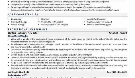 Clinical Social Worker Resume Examples Samples Qwik