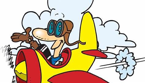 Clipart of a Caucasian Boy Flying a Plane - Royalty Free Vector