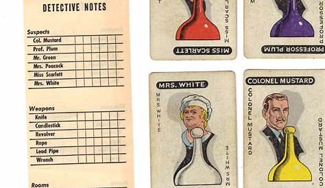 60's Clue Cards Clue games, Card games, Clue board game