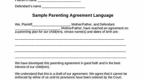 Co Parenting Agreement Template Pdf