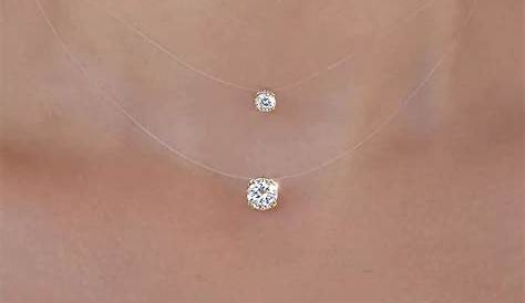 Collier fil nylon, diamant et or blanc 18 carats Joelli