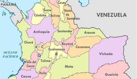 Mapa de Colombia con sus departamentos y capitales para colorear
