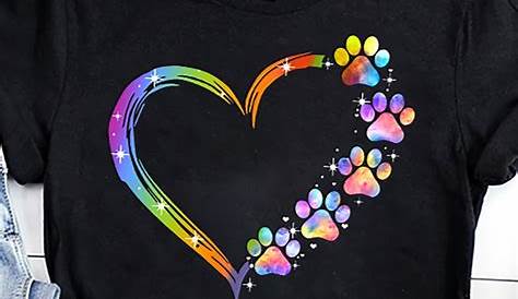 Dog paw heart rainbow shirt, sweatshirt, hoodie