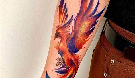Cute Colorful Phoenix Tattoo On Forearm | Phoenix tattoo feminine