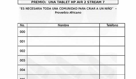 Formato de Rifa Horizontal 2