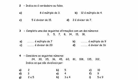Divisores Naturais - Atividades de Matemática 6º ano - Ler e Aprender
