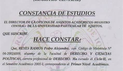 MUNDO ARMAS: PEDRO ALEJANDRO REYES RAMOS-CONSTANCIA DE ESTUDIOS